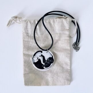 Collar de cerámica Yin yang cats